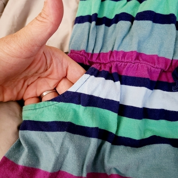 Land's End Long Sleeve Striped Dress Girl's Small S 7-8 Pockets Round Neck EUC - Picture 4 of 8
